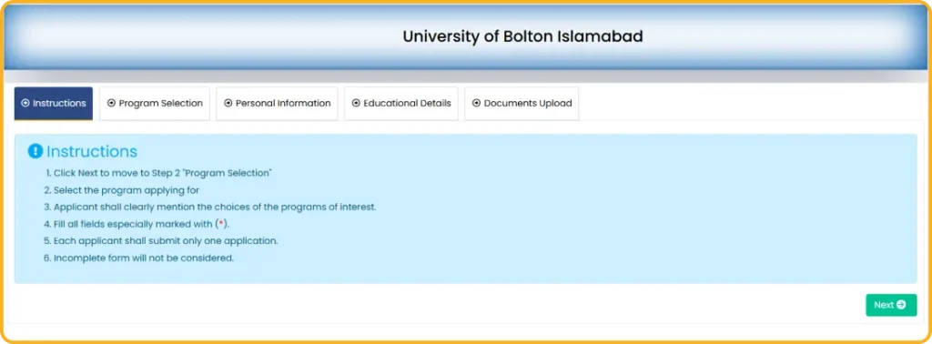 How to apply at University of Bolton Islamabad